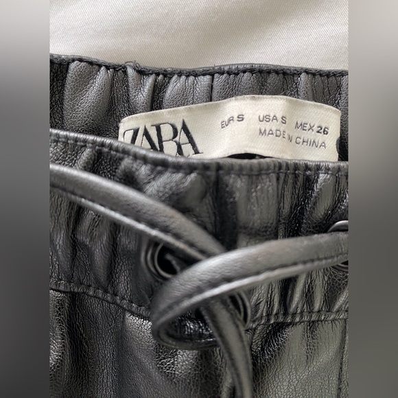 Zara string tie (vegan) leather pants, size 04, great condition - Picture 2 of 2